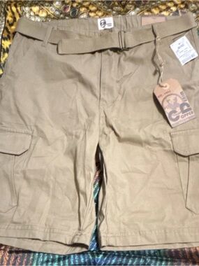Men's Tan Cargo Shorts with Belt